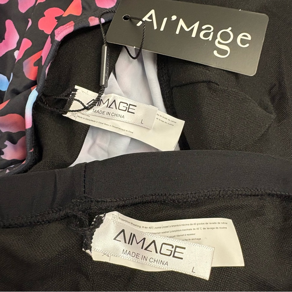 Aimage Vibrant Animal Print Tankini Set with Shorts Size Large - Picture 3 of 9